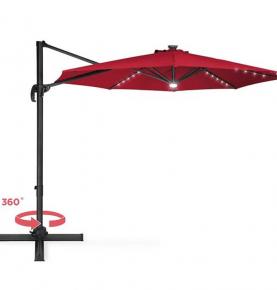 Aluminum Patio Umbrella Dia.3M Round Outdoor Solar Led Rome Parasol With Adjustable Turning Base UMB-014